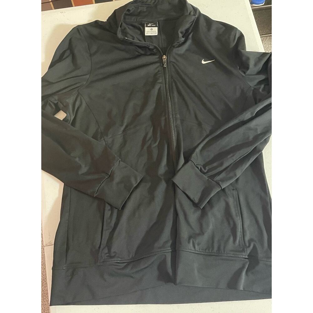 Nike Dri Fit Full Zip Running Track Jacket Black Pockets Mens XL